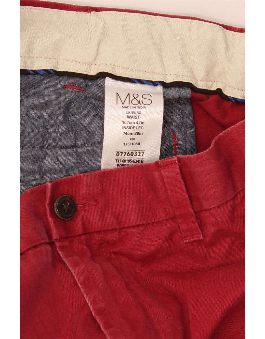 Męskie spodnie Chino Marks & Spencer Blue Harbor Straight W42 L29 Czerwone
