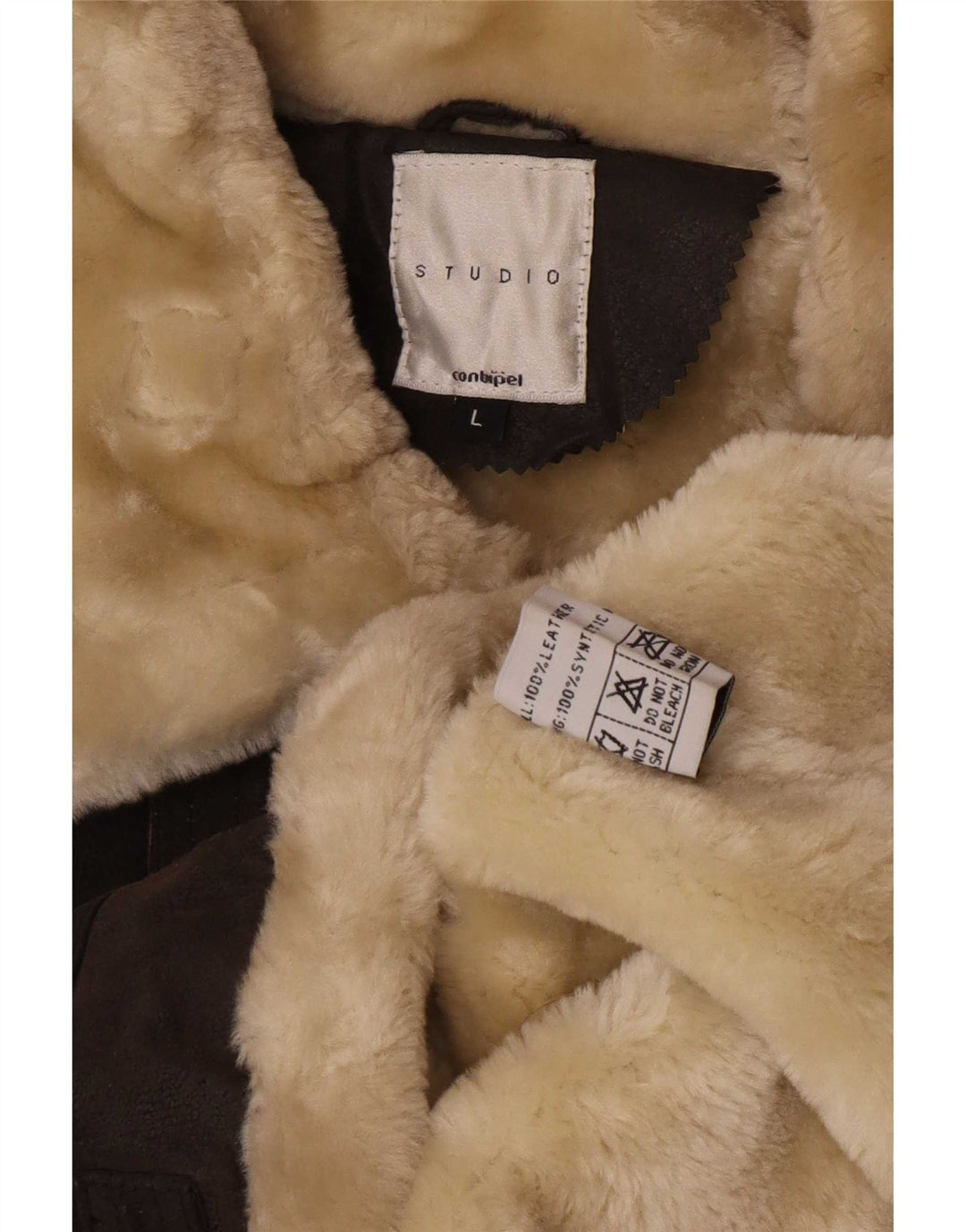Kurtka damska Conbipel Shearling UK 16, duża brązowa skóra