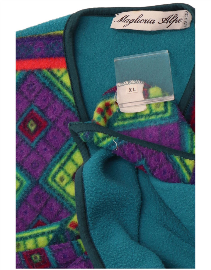 Męska kamizelka polarowa VINTAGE UK 42 XL, wielobarwna, geometryczna