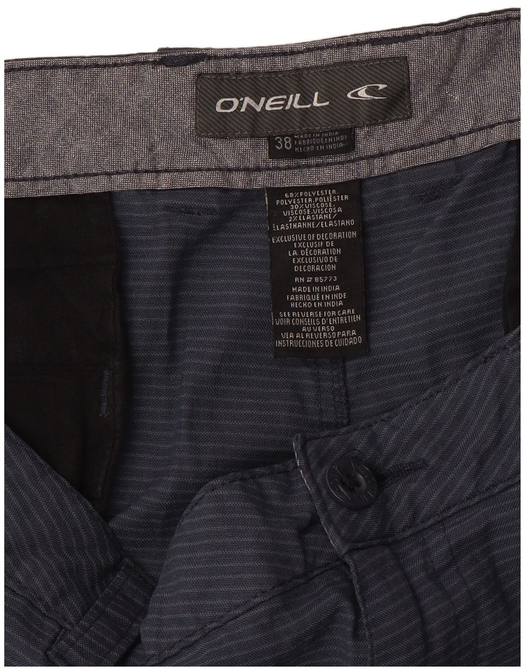 Męskie spodenki chino O'Neill W38 XL, granatowe, poliestrowe w prążki