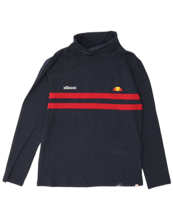 Damski top Ellesse z długim rękawem, UK 16, duży, granatowy, bawełniany w bloki kolorów