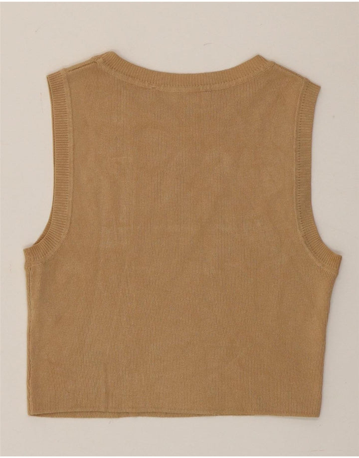 Damski podkoszulek Zara Crop Vest UK 12 Średni brązowy wiskoza