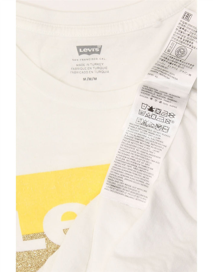 Damska koszulka z grafiką Levi's Top UK 14 Średnia biała bawełna