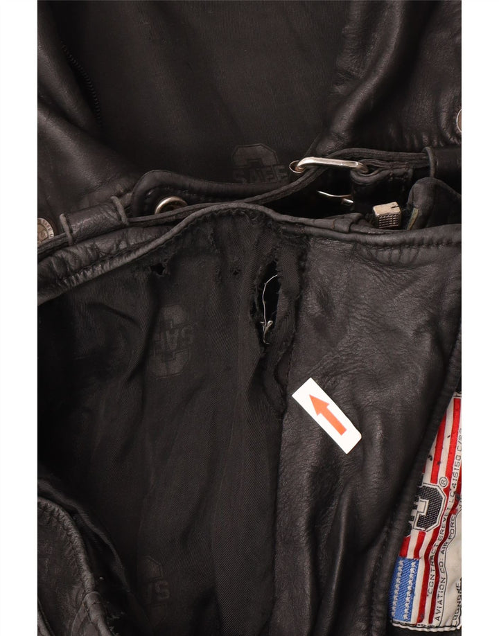 Damska kurtka motocyklowa w stylu vintage, skórzana, UK 12, średnia czarna skóra