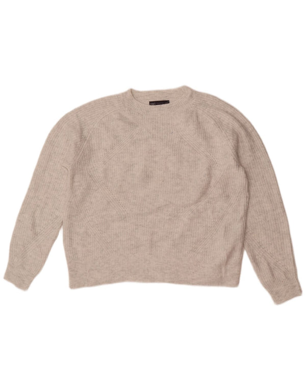 Marks & Spencer Damski sweter z okrągłym dekoltem, UK 14, średni szary akryl
