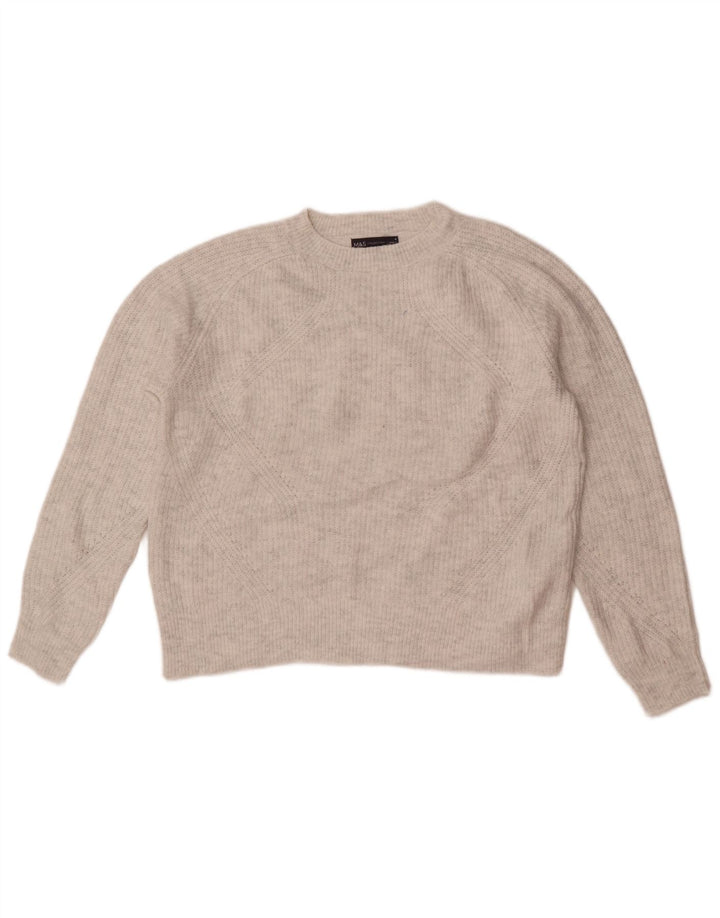 Marks & Spencer Damski sweter z okrągłym dekoltem, UK 14, średni szary akryl