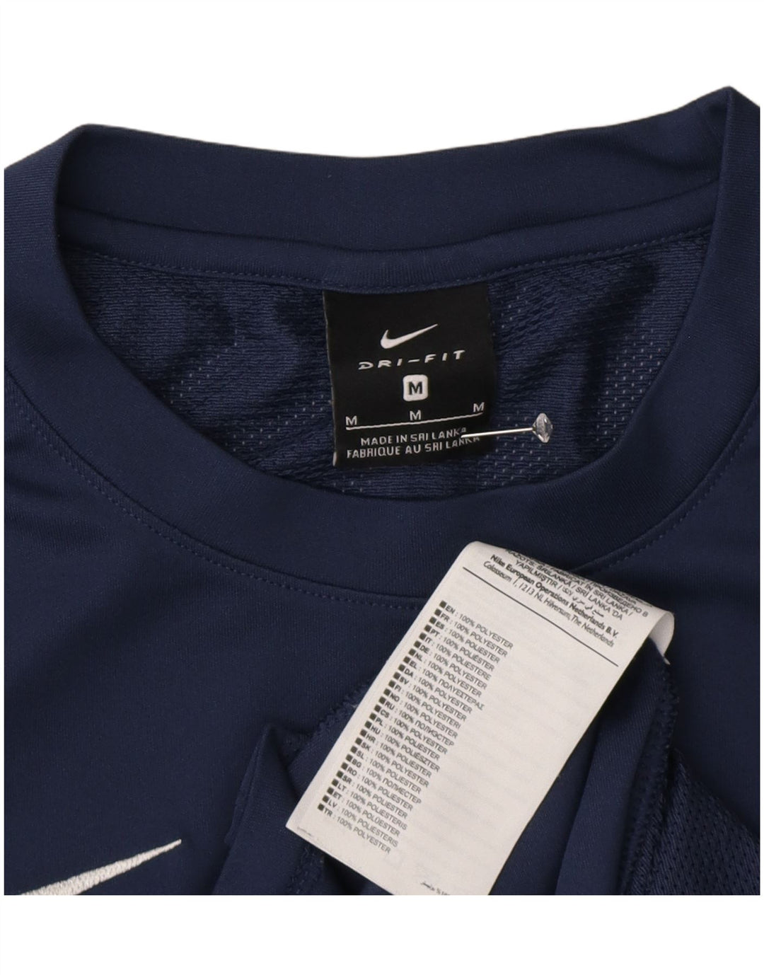 Męska koszulka Nike Dri Fit Top, średni granatowy poliester z blokami kolorów