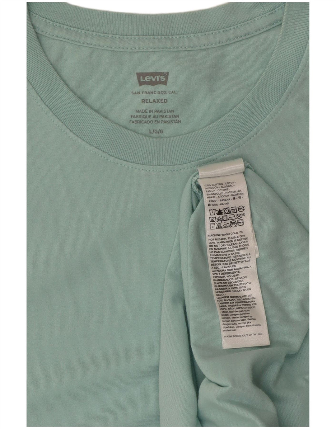 Męski T-shirt o swobodnym kroju LEVI'S, duży, turkusowy, bawełniany