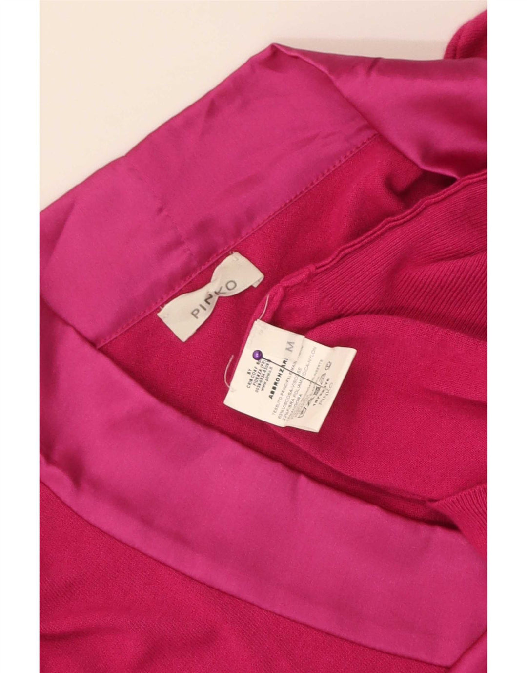 Sweter damski Pinko z dekoltem w kształcie litery V, UK 12, średni różowy wiskoza