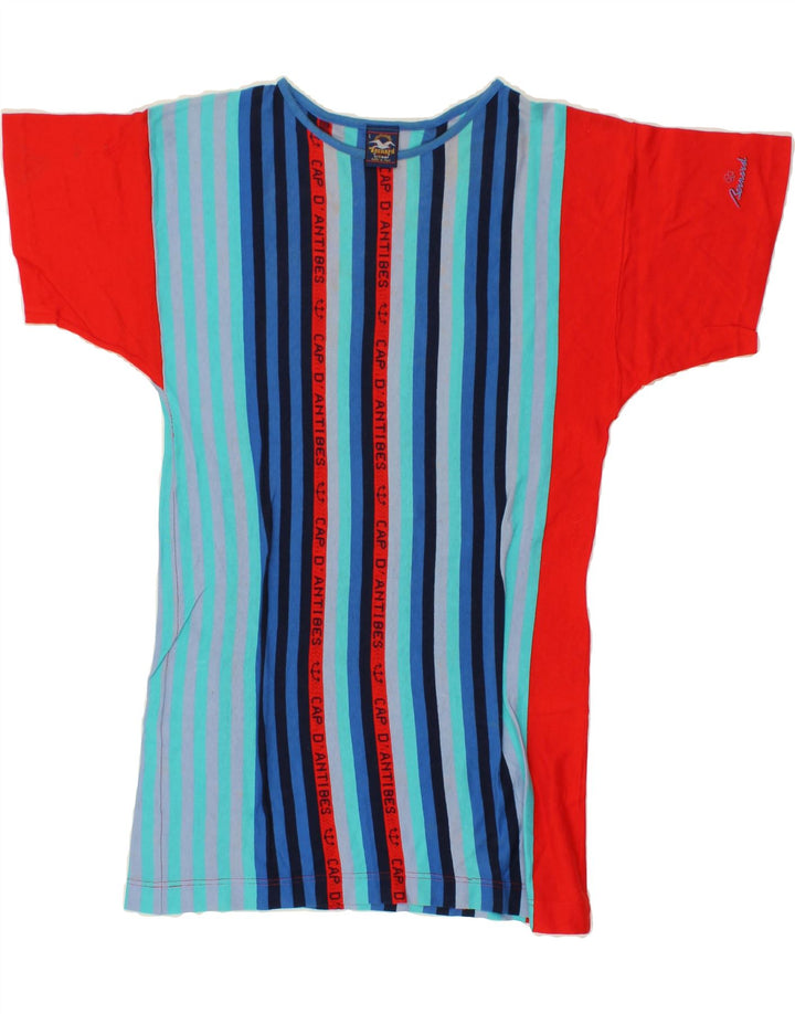 VINTAGE Womens T-Shirt Top UK 14 Large Multicoloured Striped Vintage Vintage and Second-Hand Vintage from Messina Hembry 