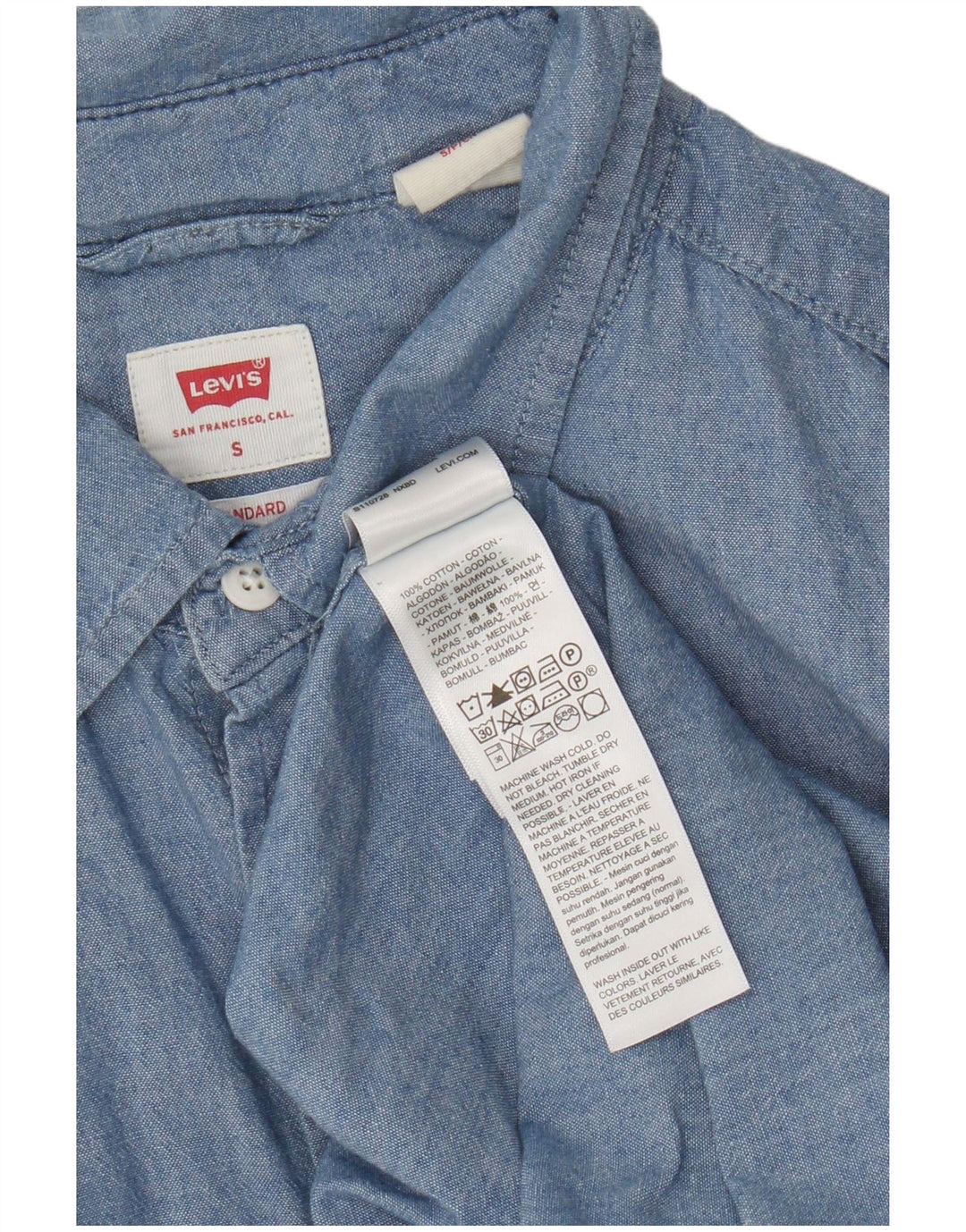Koszula męska Levi's Standard z krótkim rękawem, mała, niebieska, bawełniana