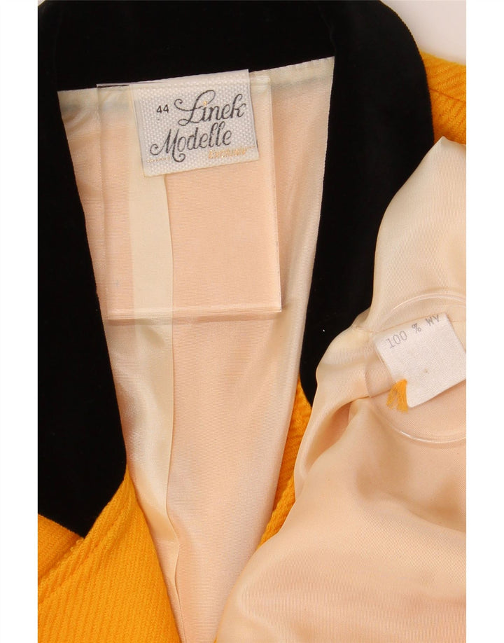 VINTAGE Womens 3 Button Blazer Jacket EU 44 XL Yellow Virgin Wool Vintage Vintage and Second-Hand Vintage from Messina Hembry 