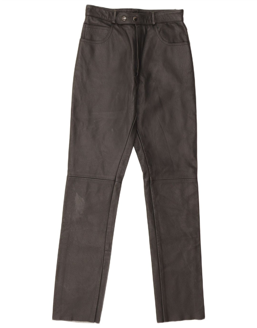 Vintage damskie proste skórzane spodnie W26 L32 czarne