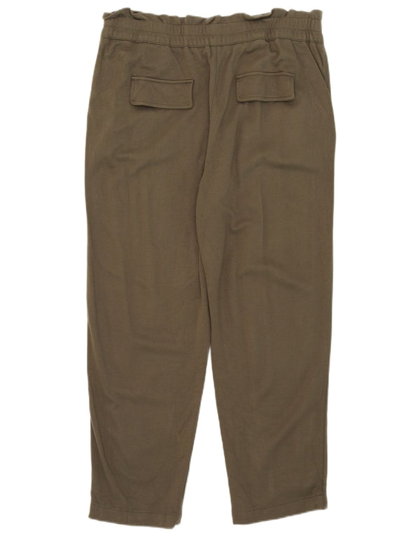 Damskie zwężane spodnie chino z wysokim stanem Zara XL W32 L27 Khaki wiskoza