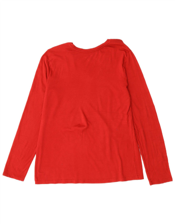 Damski top z długim rękawem Eddie Bauer UK 16, duży, czerwony, bawełniany