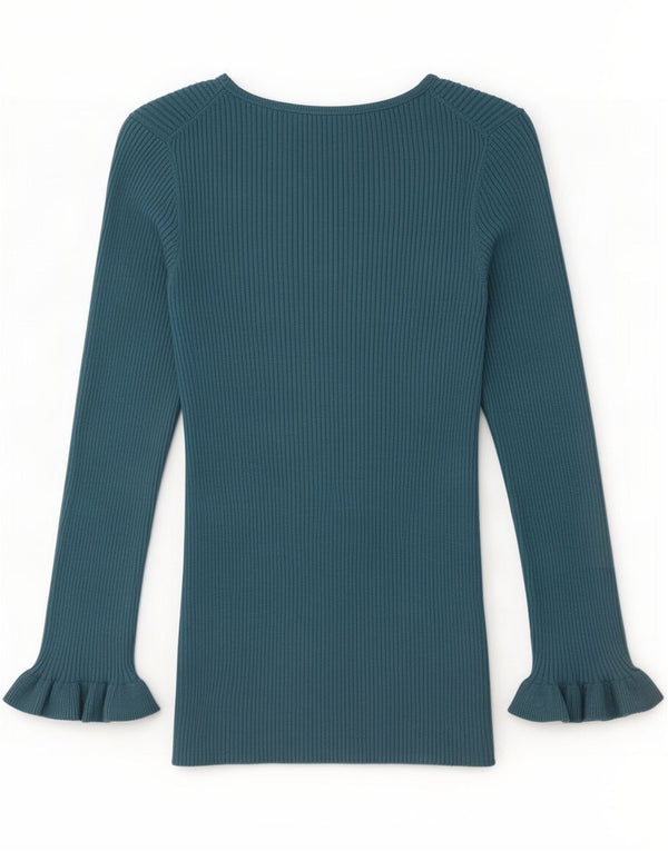 Damski top Massimo Dutti z długim rękawem UK 12, średni niebieski jedwab