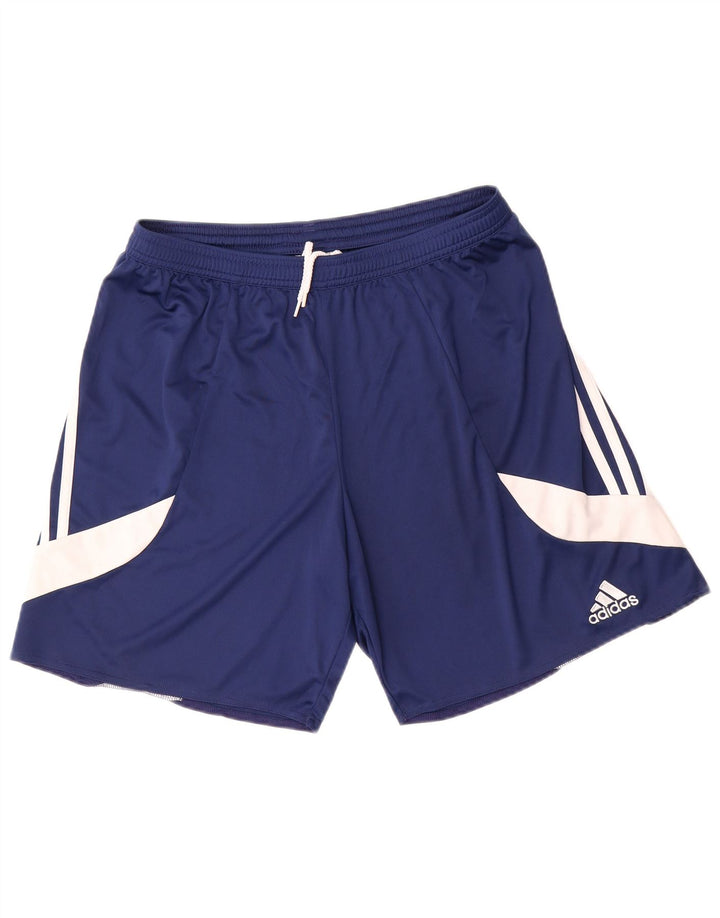 Męskie spodenki sportowe Adidas Climalite, duże, granatowe, z blokami kolorów, poliestrowe