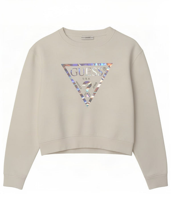 Damska bluza oversize Guess z grafiką UK 6 XS, biała bawełna