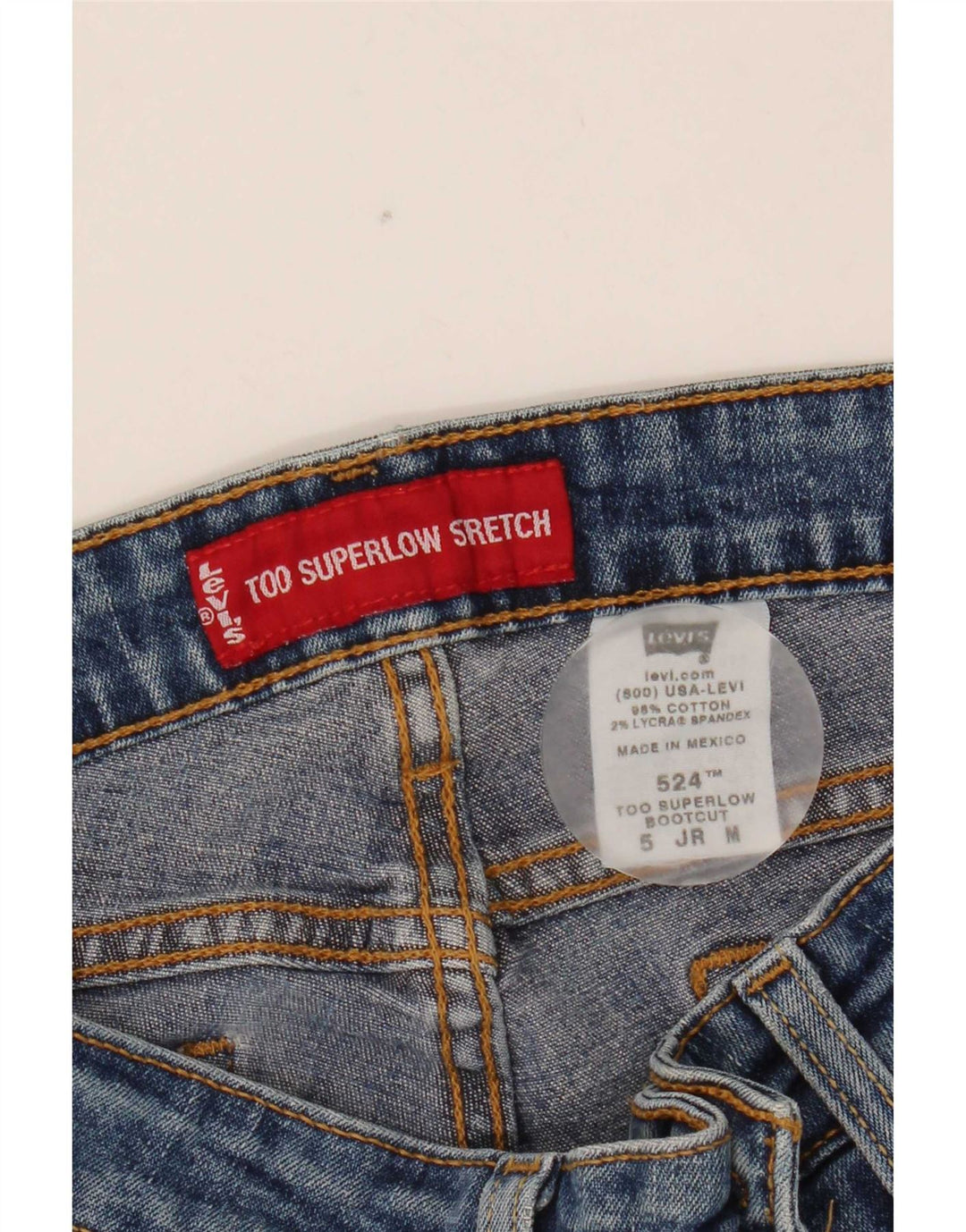 Damskie jeansy Levi's 524 Super Low Bootcut, średnie W30 L30, niebieska bawełna