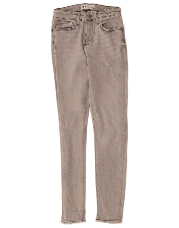 Damskie jeansy skinny Zara EU 36 XS W26 L27 Szare lata 80-te