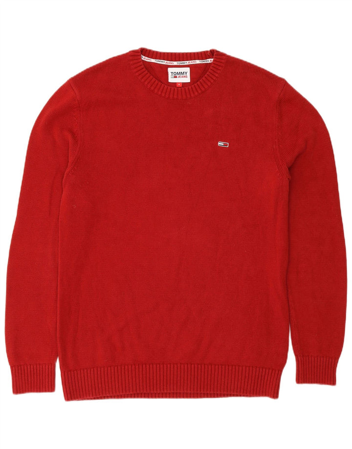 Męski sweter z okrągłym dekoltem Tommy Hilfiger, mały, czerwony, bawełniany