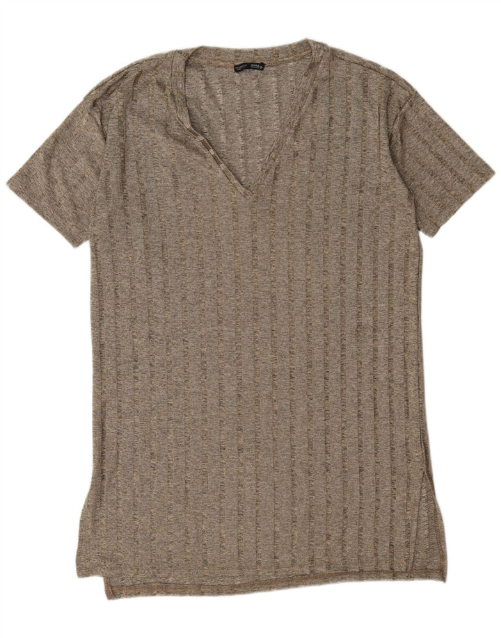 Damska sukienka t-shirtowa oversize Zara UK 14 w średnie szare paski