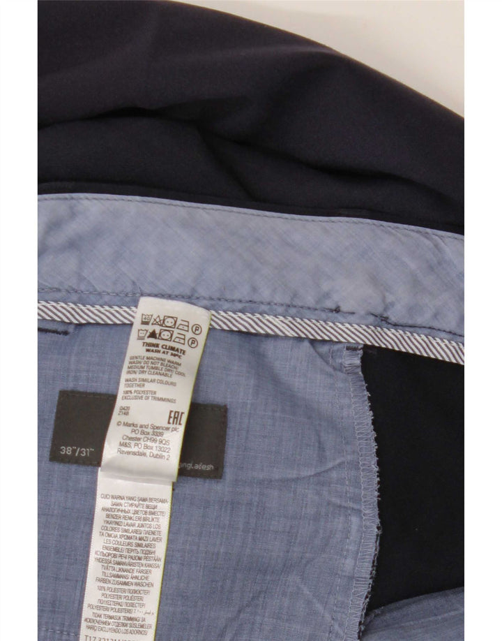 Męskie spodnie garniturowe Marks & Spencer Straight Regular W38 L31 Granatowe