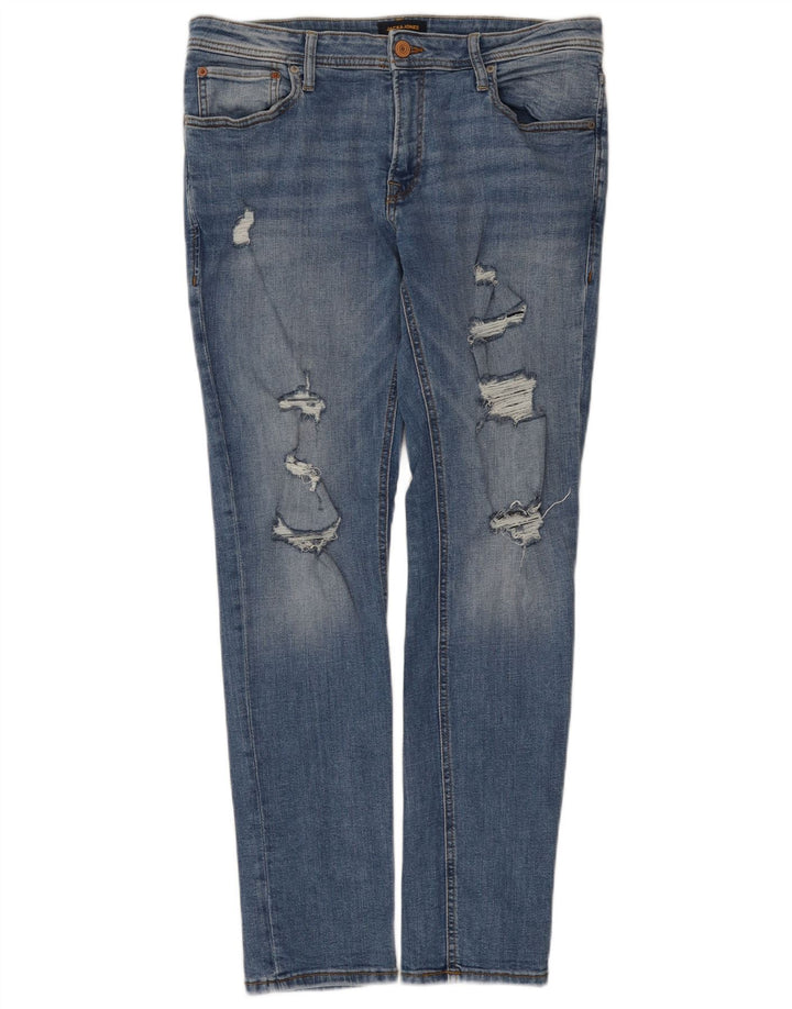 Męskie jeansy Jack & Jones w trudnej sytuacji W36 L32, niebieska bawełna