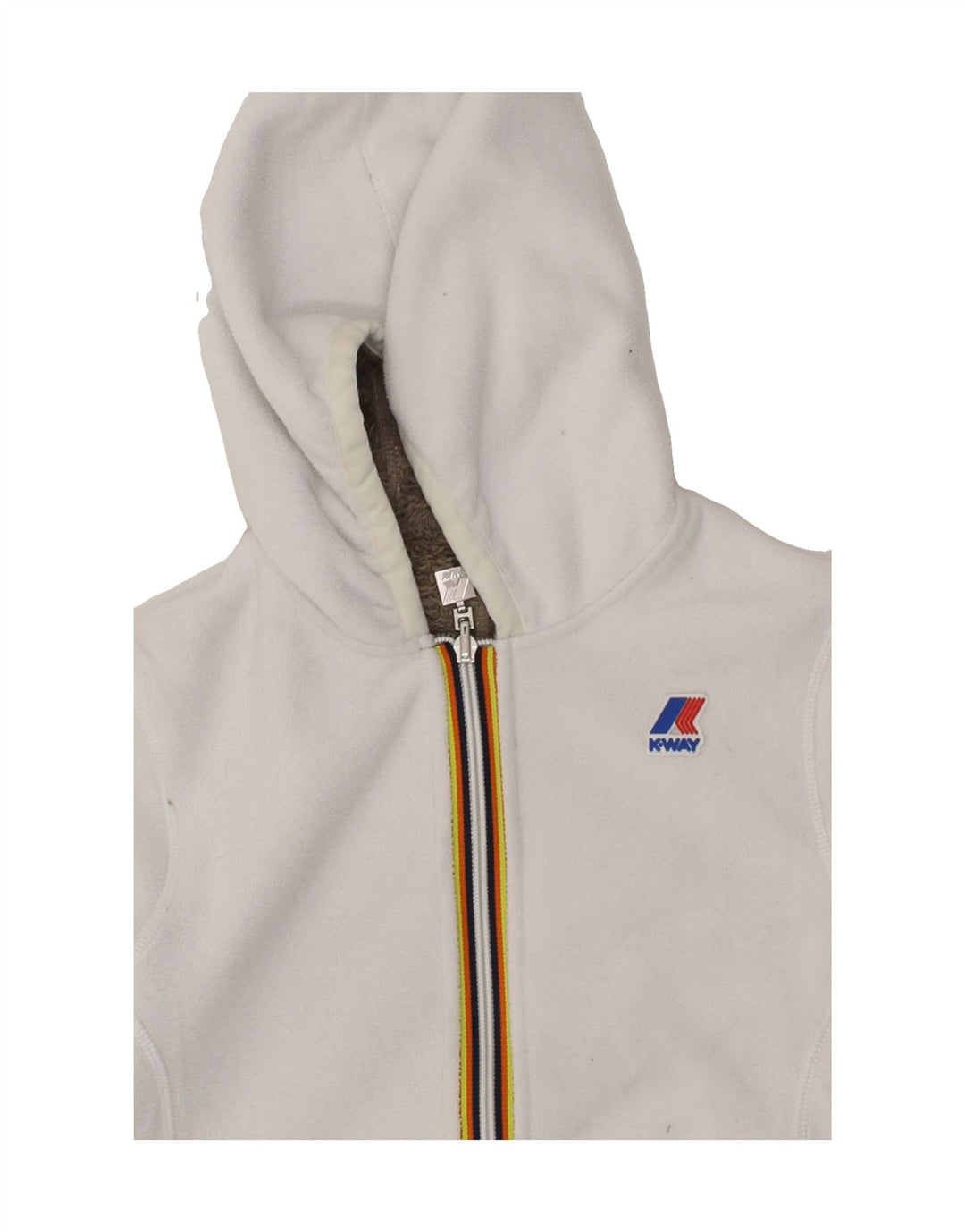 K-WAY Boys Hooded Fleece Jacket 7-8 Years White Vintage K-Way and Second-Hand K-Way from Messina Hembry 