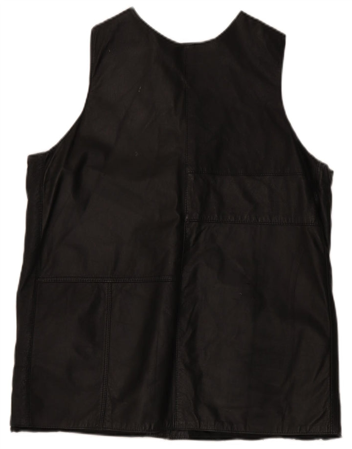 Skórzana kamizelka damska Vintage UK 14, średnia czarna