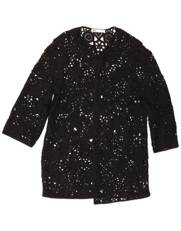Damski sweter oversize z długim rękawem Zara UK 6 XS, czarny w kwiaty