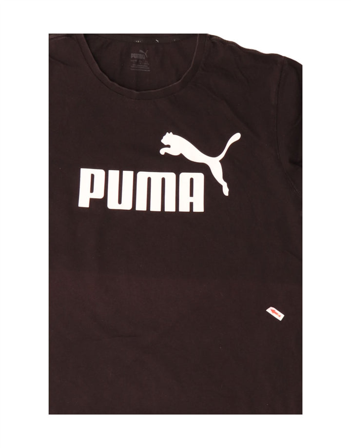 Męska koszulka z grafiką Puma, duża, czarna, bawełniana