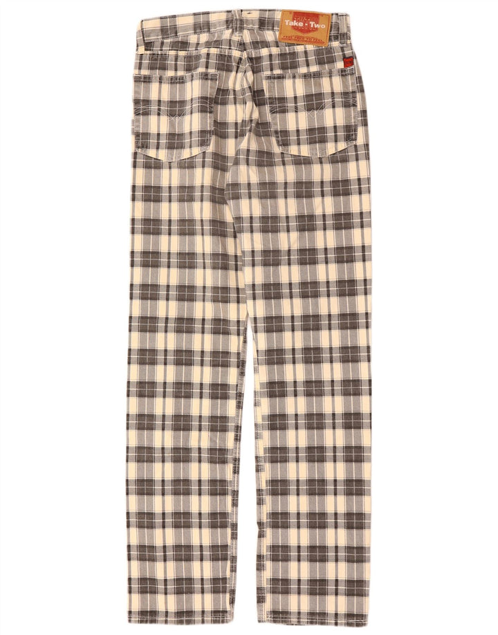 Weź dwa męskie proste spodnie codzienne W31 L32 Beżowa bawełniana krata