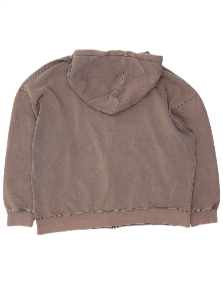 Damski sweter oversize Pull & Bear z kapturem i zamkiem, UK 14, średnioszary, bawełniany