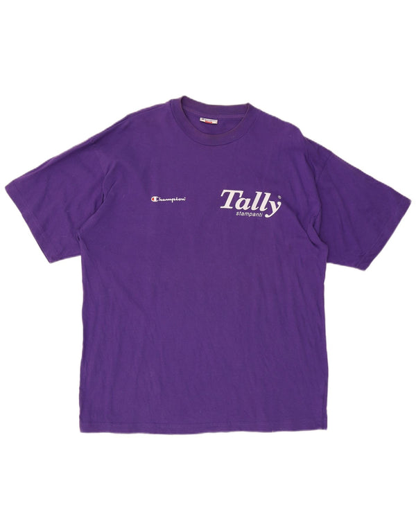 Damska koszulka z grafiką CHAMPION Top UK 16, duża fioletowa bawełna