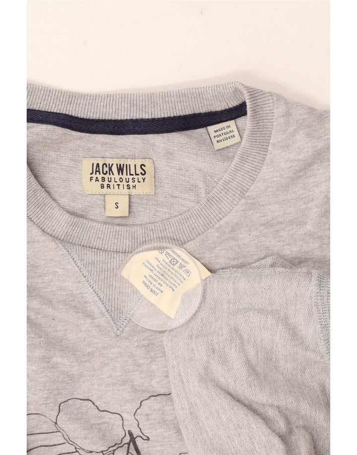Męska bluza z grafiką Jack Wills, mała, szara, bawełniana