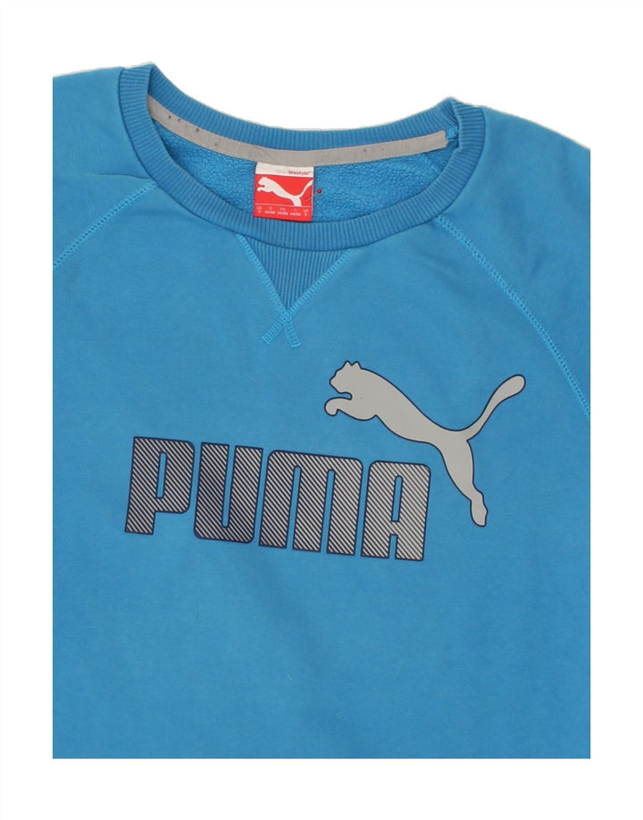 PUMA Mens Graphic Sweatshirt Jumper Small Blue Vintage Puma and Second-Hand Puma from Messina Hembry 