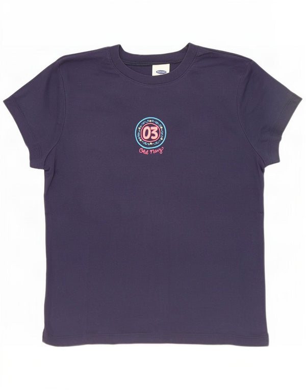 Damska koszulka z grafiką Old Navy Top UK 14, duża niebieska bawełna