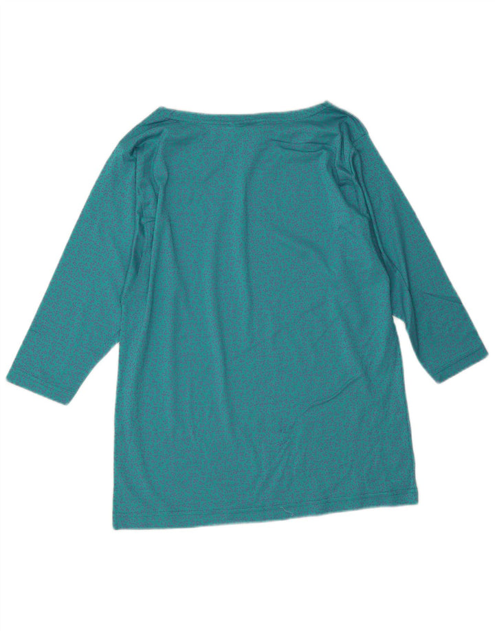 Top damski w stylu vintage z rękawem 3/4, UK 14, średni niebieski w kwiaty