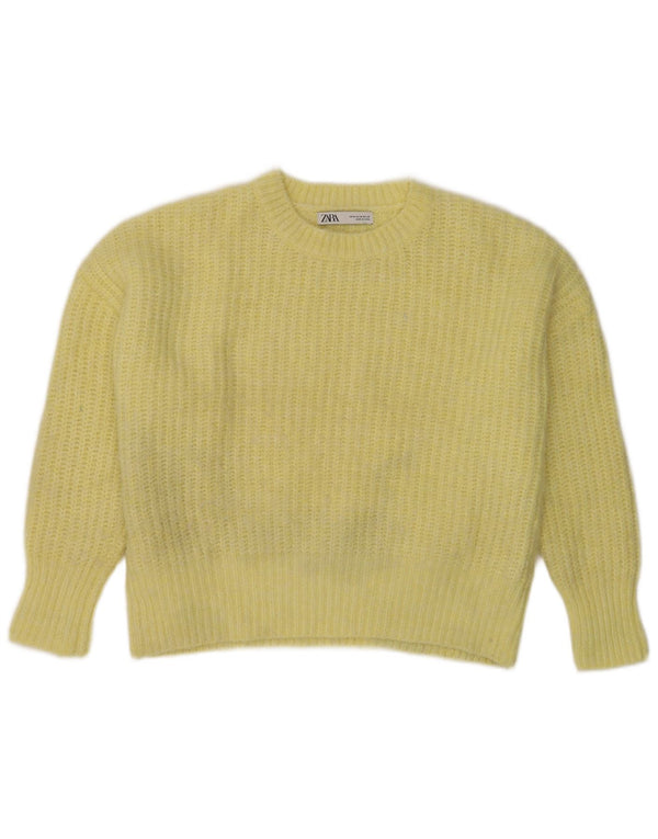 Damski sweter Zara Crop Oversize z dekoltem w łódkę UK 14 Średni żółty