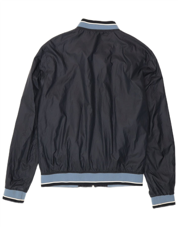 Męska kurtka bomberka Zara UK 40, duża, granatowa, z poliestru w blokach kolorów