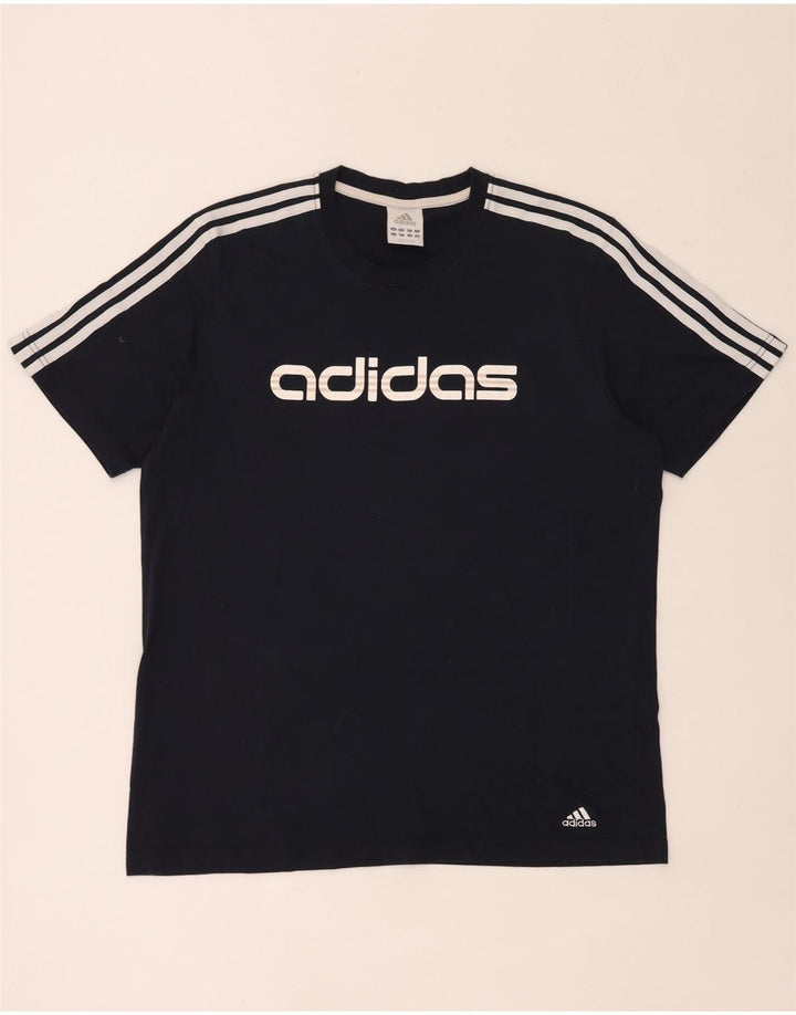 Męska koszulka z grafiką Adidas, duża, granatowa