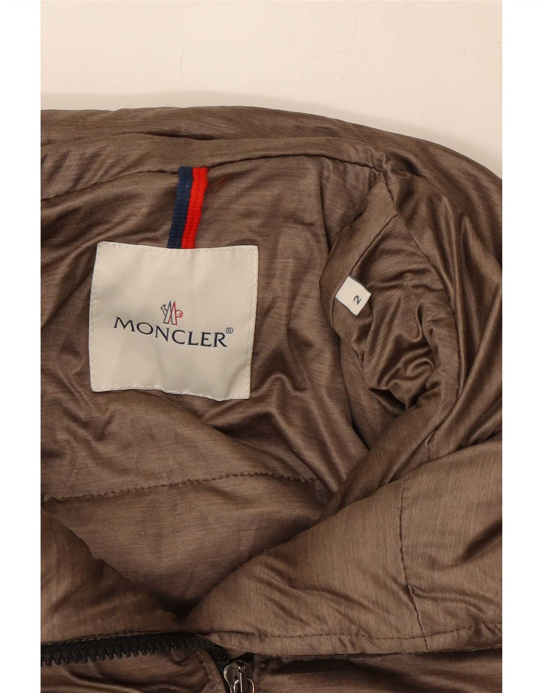 Damska ocieplana kurtka Moncler, rozmiar 2, mała, brązowa, z poliestru