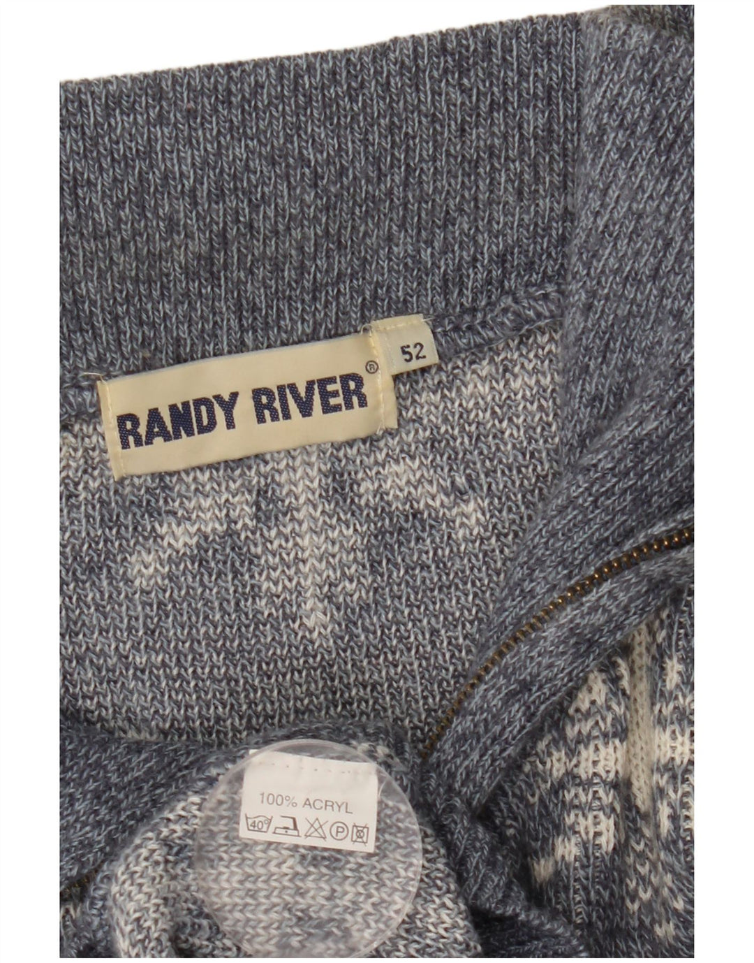 Męski sweter z zamkiem błyskawicznym Randy River IT 52, duży, szary, geometryczny