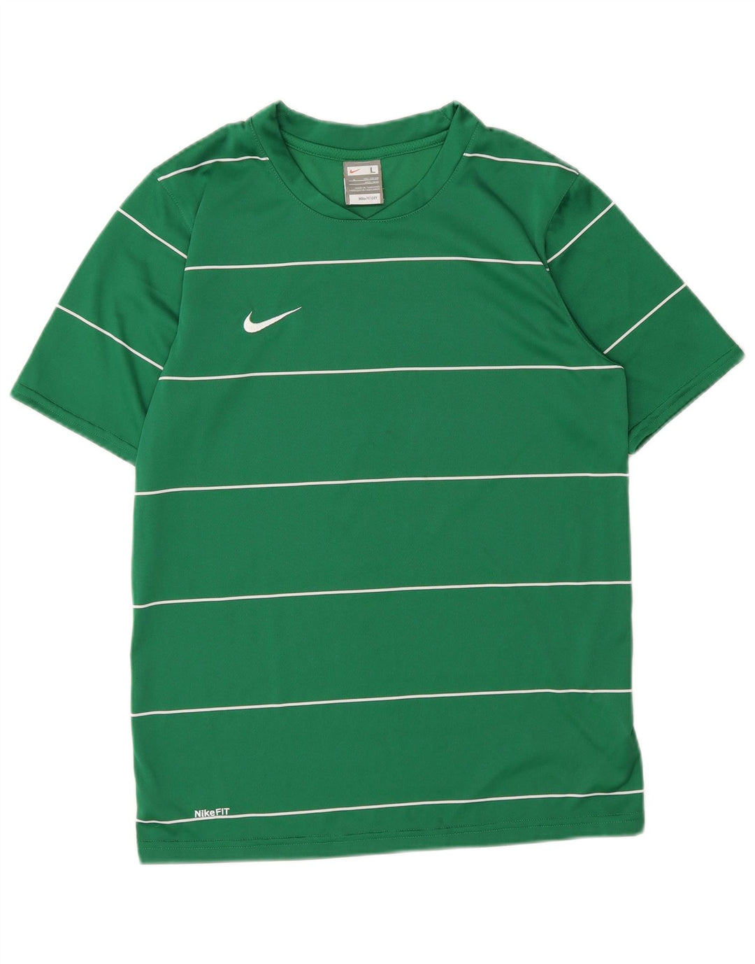 Chłopięcy T-shirt z grafiką Nike na 12-13 lat, duży, zielony, poliestrowy w paski