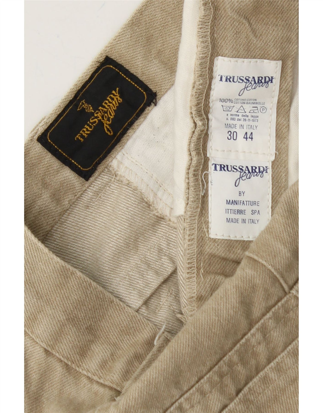 TRUSSARDI Womens Denim Skirt IT 44 Medium W30  Beige Cotton Vintage Trussardi and Second-Hand Trussardi from Messina Hembry 