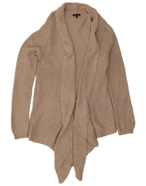 Sweter damski Massimo Dutti z otwartym kardiganem UK 16, duży, beżowy, bawełniany
