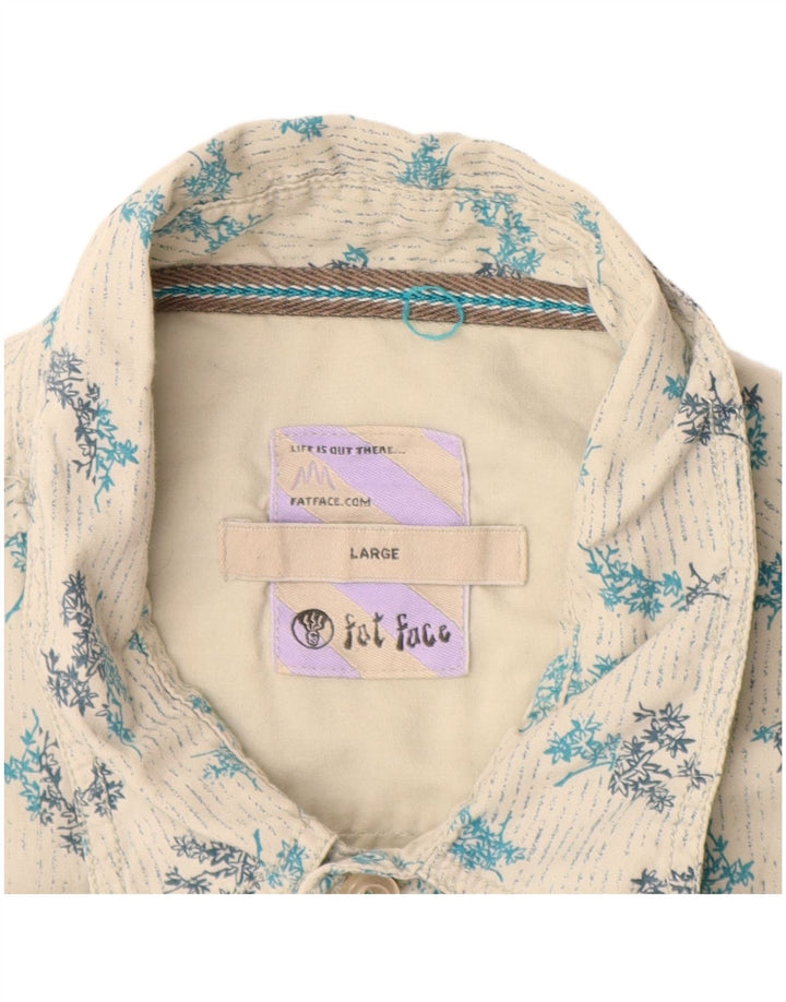 Koszula męska z krótkim rękawem FAT FACE, duża, biała, bawełniana w kwiaty