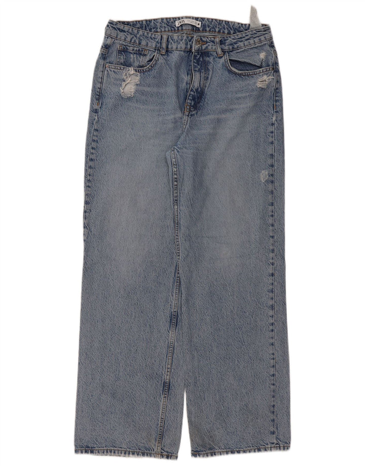 Damskie luźne jeansy Zara z wysokim stanem, EU 42, duże, W32 L31, niebieskie