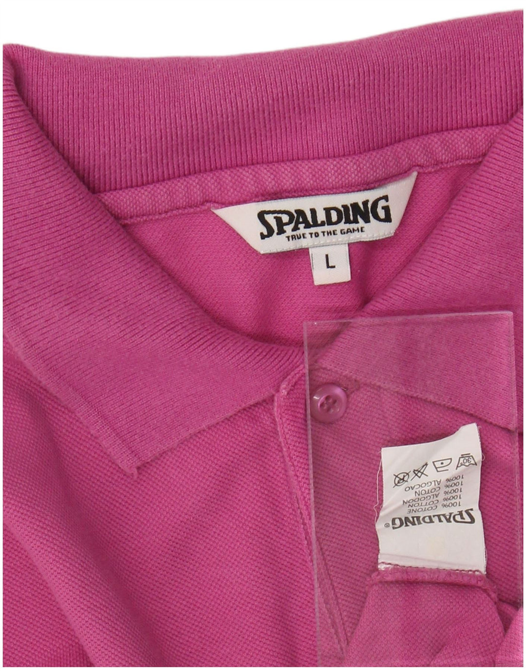 SPALDING Mens Polo Shirt Large Pink Cotton